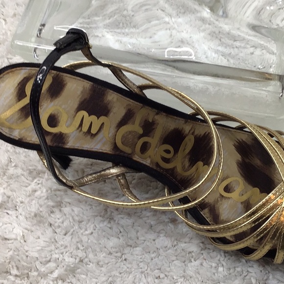 Sam Edelman Harlette gold leather strappy heels - Picture 7 of 10